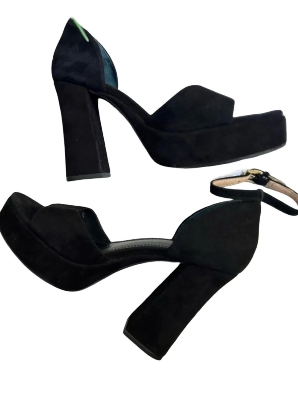 Tory Burch Black Suede Platform Block Heel Sandals